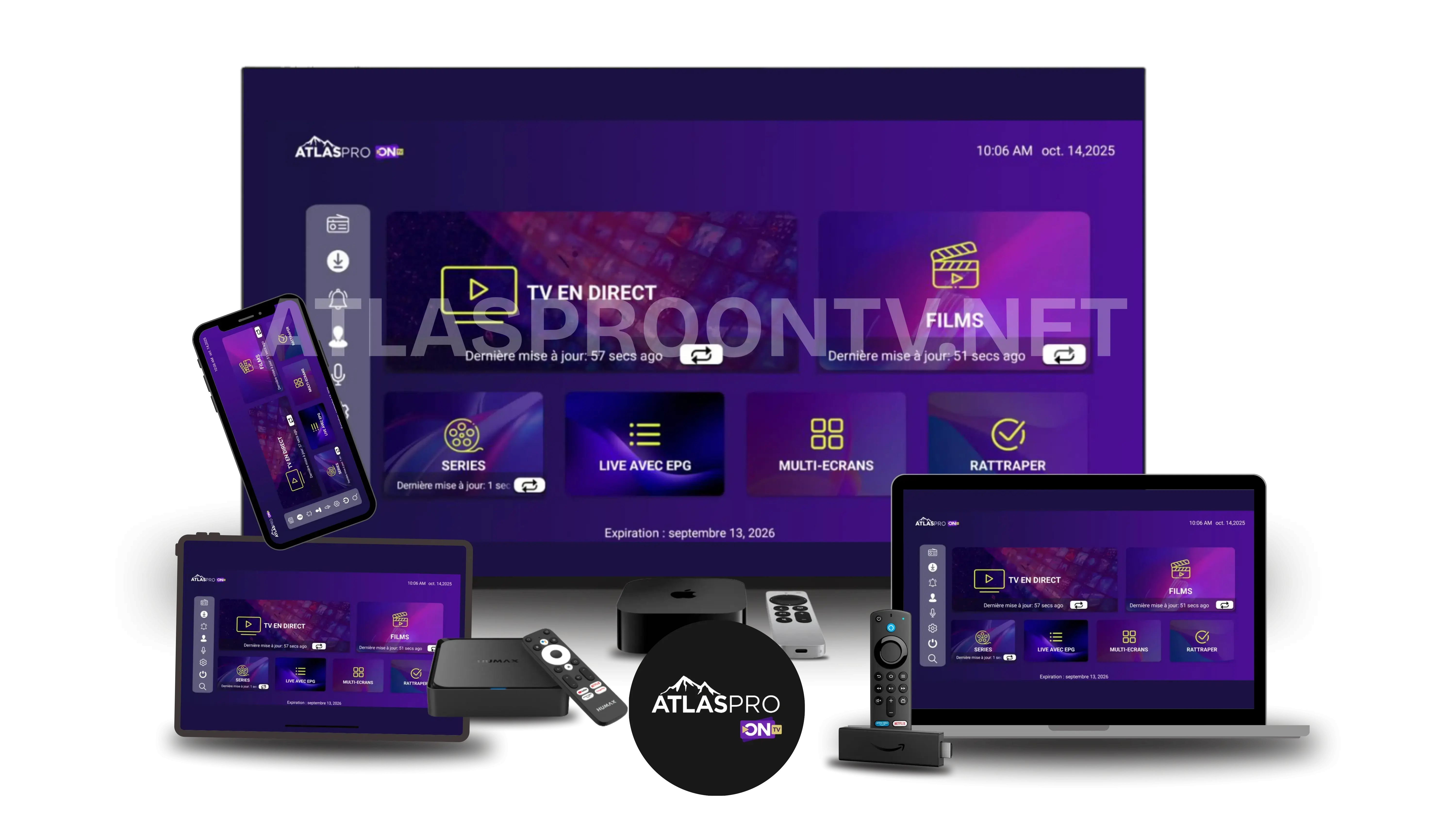 Atlas Pro ONTV sur TV, mobile et ordinateur